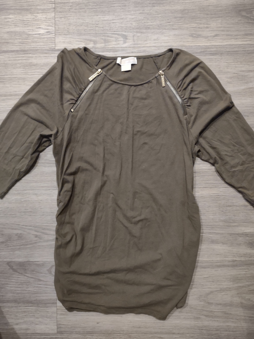 Michael Kors Olive Zip-Shoulder Pullover